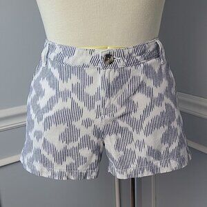 LUCKY BRAND‎ Blue White Boho Preppy Printed Flat Front Chino Style Shorts Sz 28